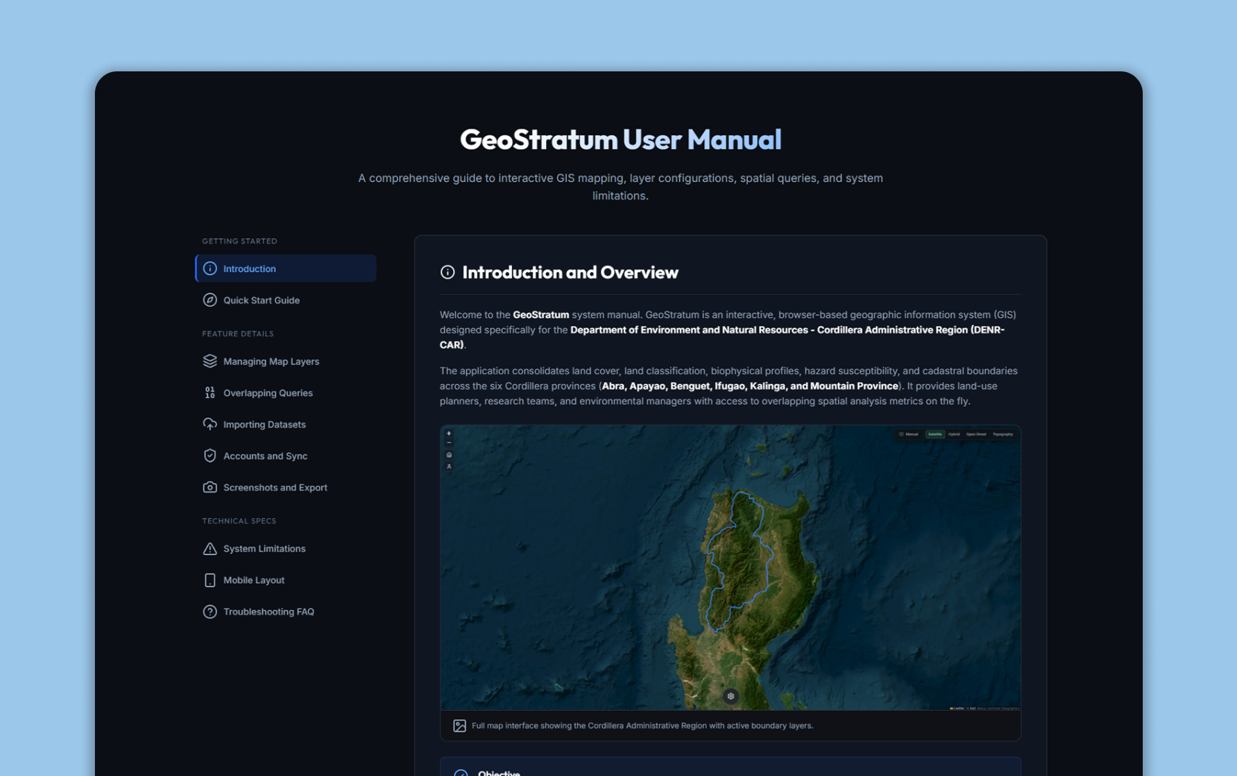 Browser-based system manual page showing usage documentation